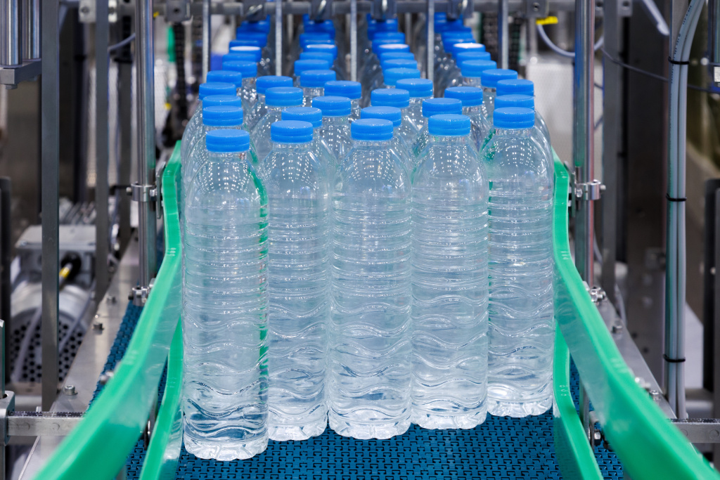 Packaging production line with automated machinery